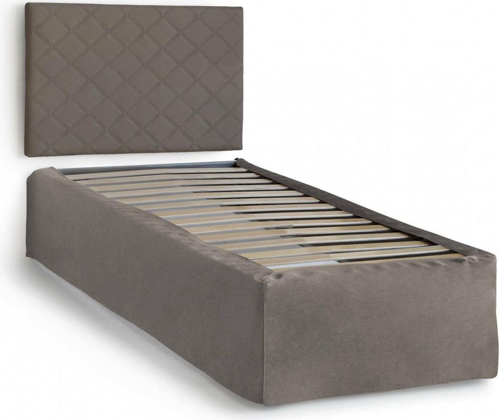 Einzelbett Cleofe, Kopfteil-Set aus Kunstleder mit orthopädischer Basis und Volant, 100% Italy, geeignet für Einzelbett, für 80x190 cm Matratze...