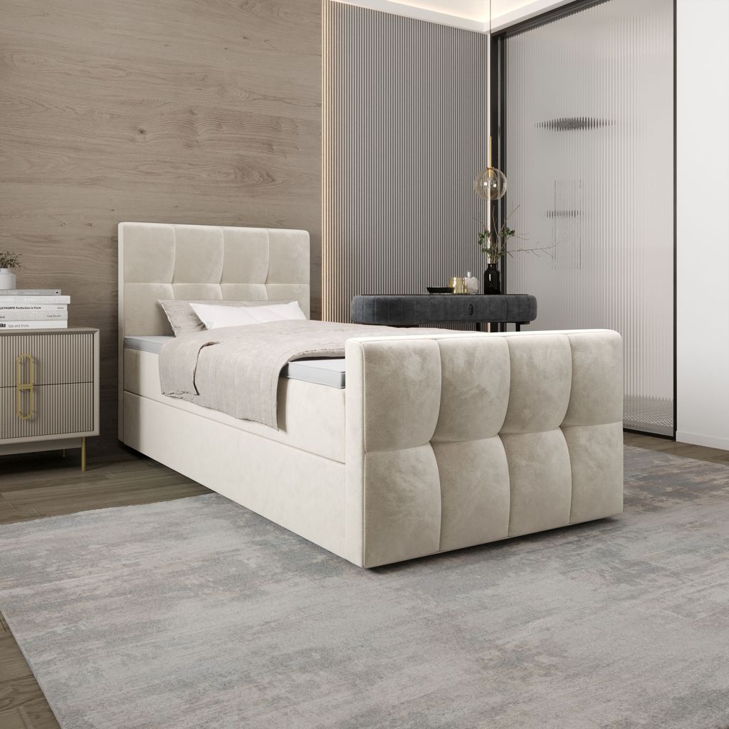 Jednolůžková boxspringová postel 120x200 ELIONE 1 - béžová Obrázek produktu 