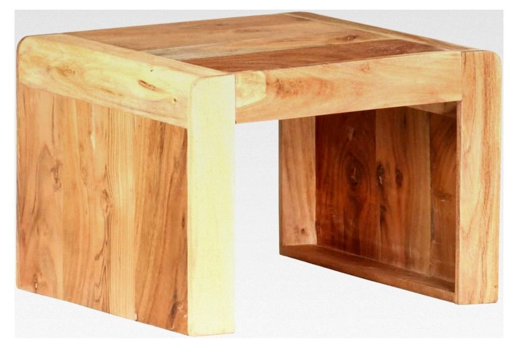 Beistelltisch aus Akazienholz 43x40x30 cm, Massivholz Couchtisch für Wohnzimmer und Schlafzimmer, robuster Nachttisch im Industrie-Stil, individue...