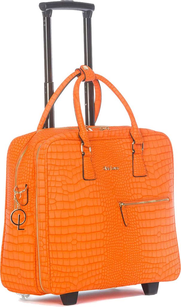Damen Aktentasche Trolley orange gemustert Bowatex, Umhängetasche Laptoptrolley