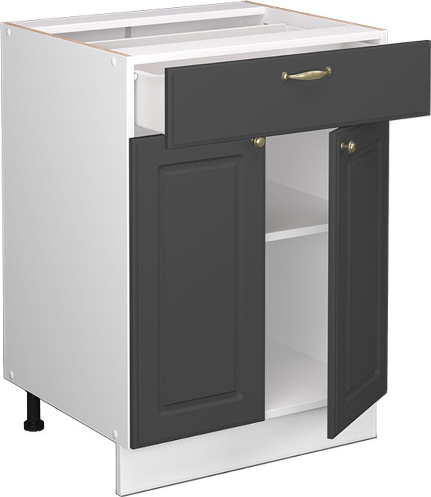 Küchenunterschrank Vicco Fame-Line Anthrazit-Gold 60 cm mit Schublade, AP Eiche, Model 45905