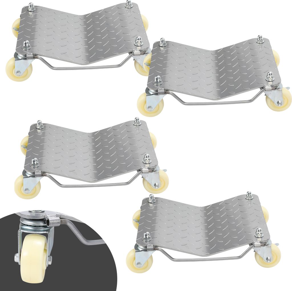 TolleTour 4pcs Rangierhilfe, Traglast 500 kg pro hilfe, Rangierheber 41x30x 13cm (LxBxH), Rad Rangierroller für PKWs, Autos, LKWs, Traktoren