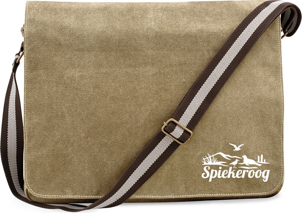 Huuraa Umhängetasche Spiekeroog Strandmotiv 14 Liter Sahara Canvas Laptoptasche Geschenkidee