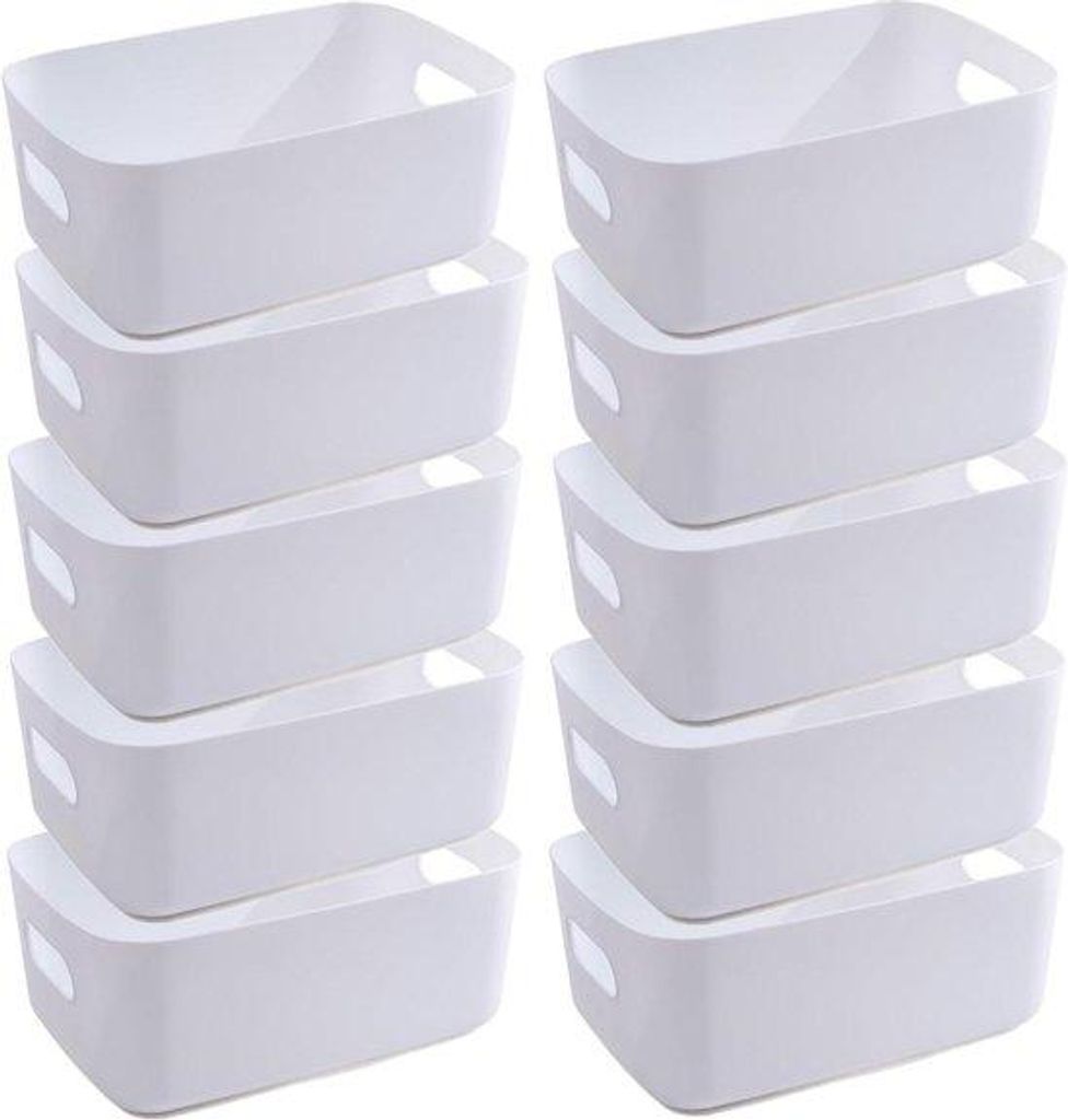Premium-Set aus 10 Stück - Weiß - 30x20x12 cm - Büro- und Küchen-Organizer