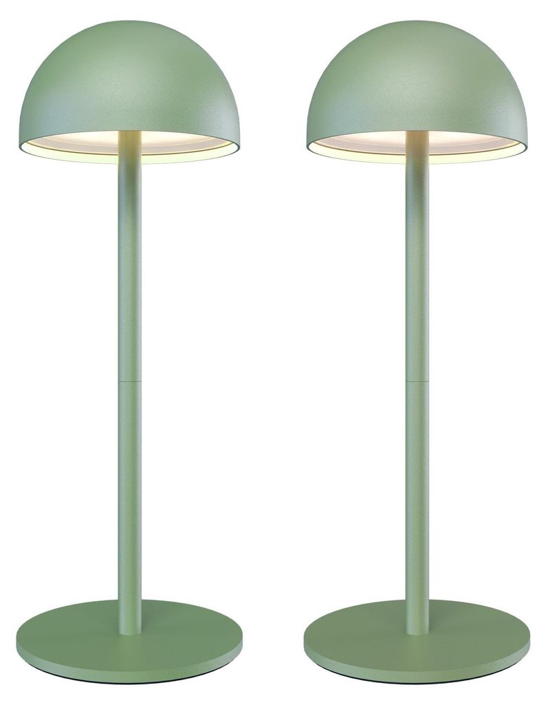 Ledvion 2x Wiederaufladbare LED Tischleuchte Salbeigrün Produktbild 