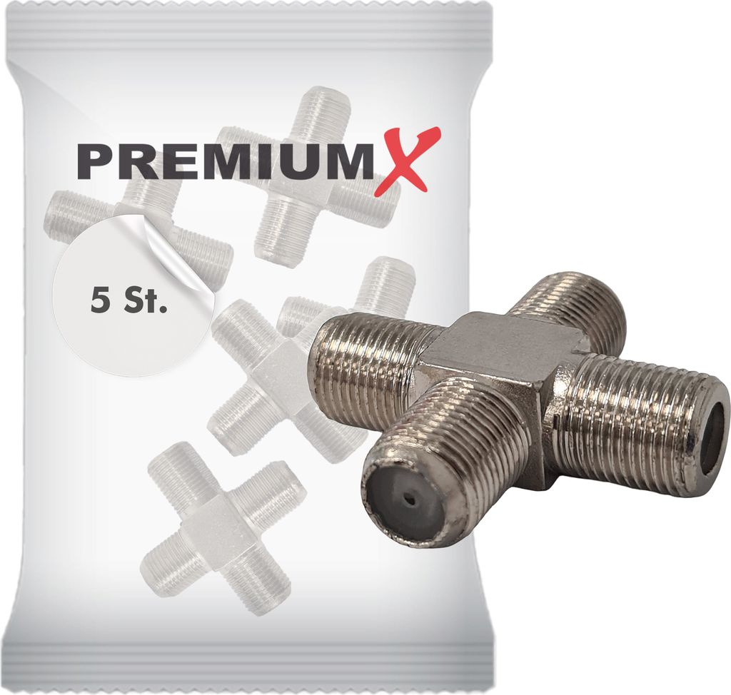 PremiumX 5x Adapter 4x F-Buchse Verbinder Splitter Koax- Produktbild 