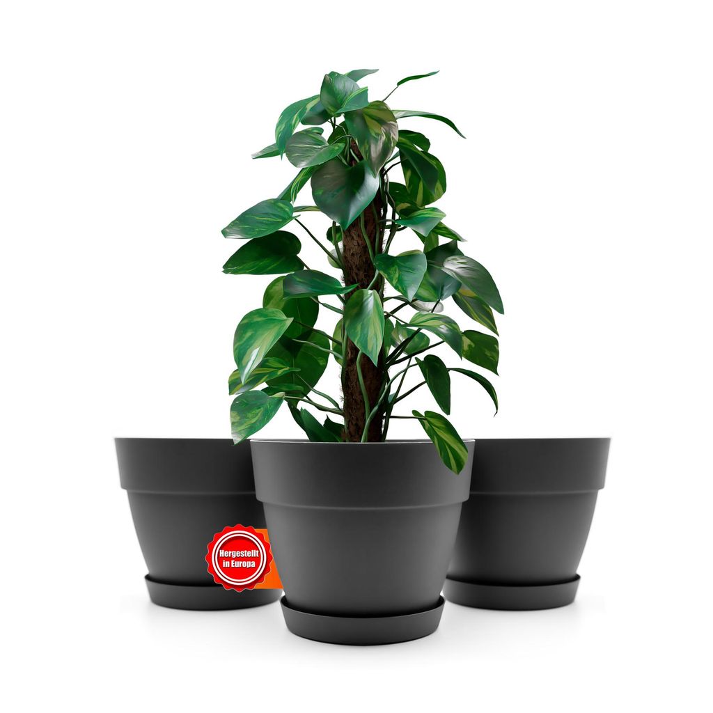 BigDean 3 Stück Blumentopf mit Untersetzer rund ø47 cm in Produktbild 