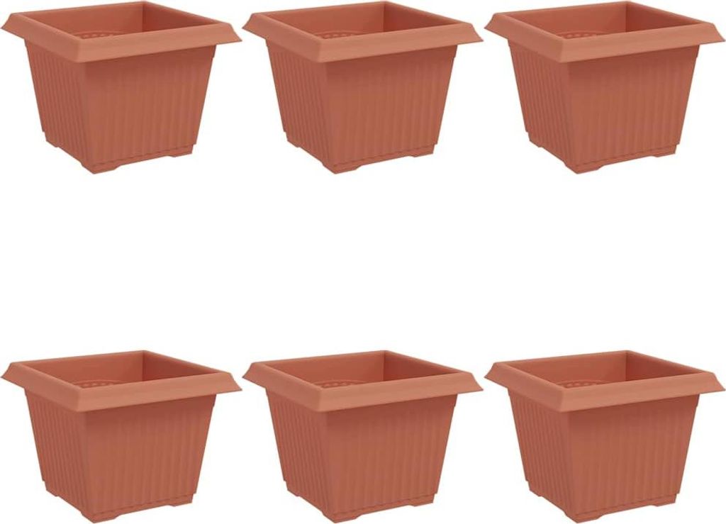 vidaXL Pot de fleurs carré, lot de 6, rouge brique, 23 x 23 Image du produit 