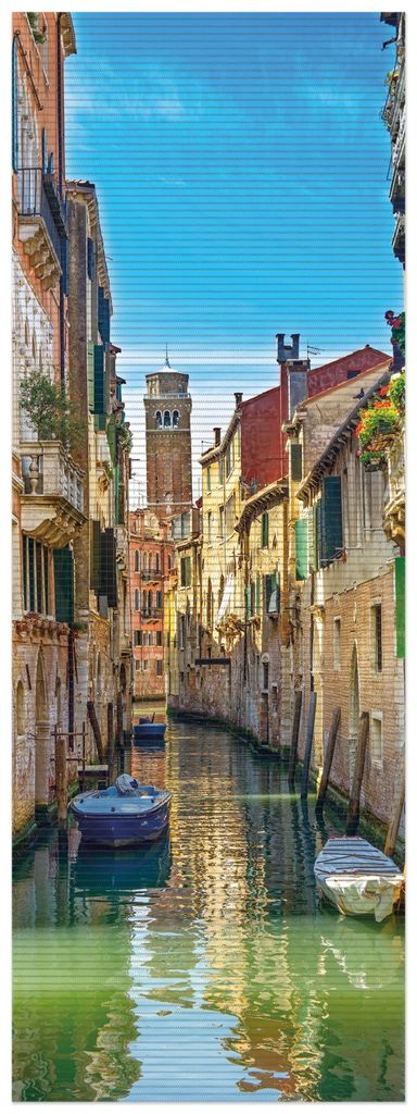 Wallario Duschmatte Antirutschmatte Badmatte Fußmatte Urlaub in Venedig Kanal zwischen bunten Häusern, Größe ca. 180 x 65 cm