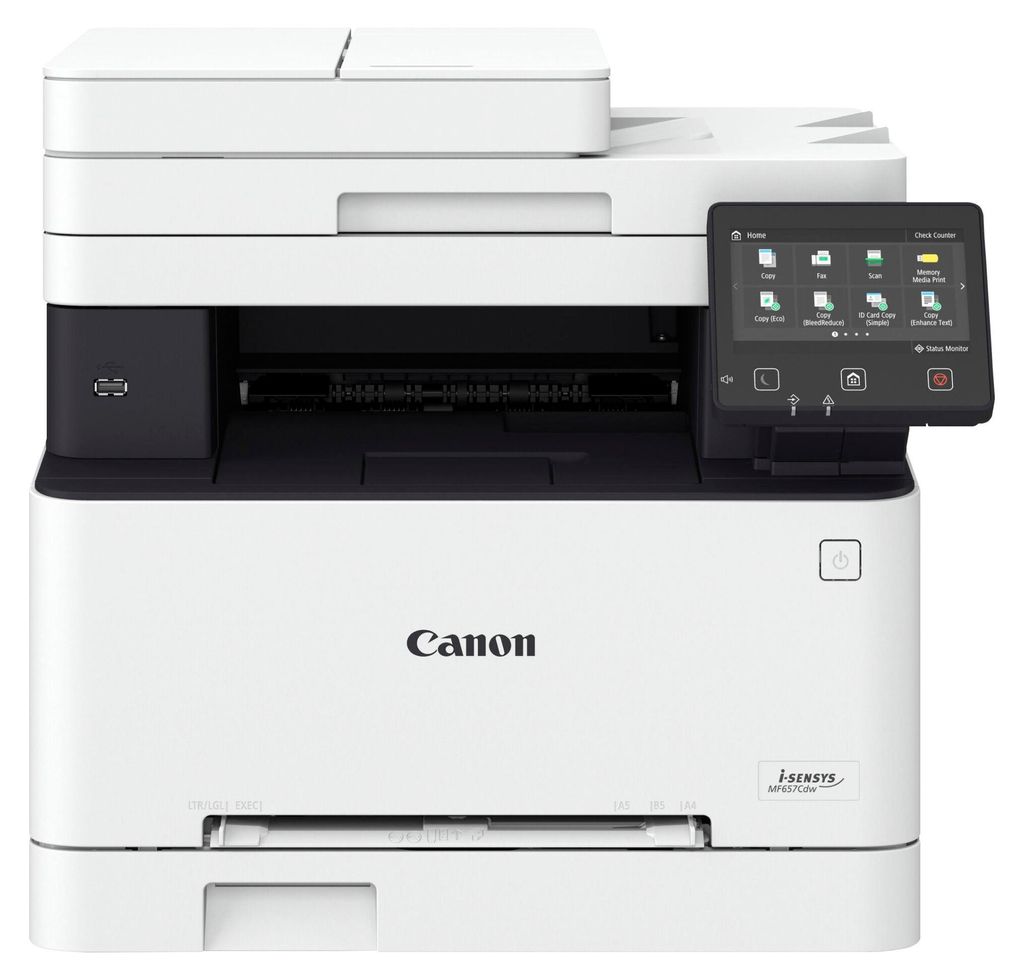 A studio shot of a Canon i-SENSYS MF657Cdw laser printer.