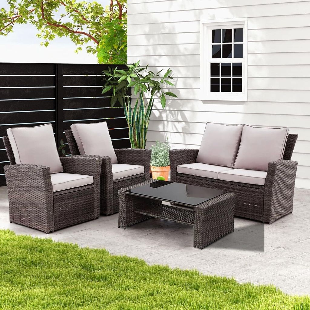 Rattan Gartenmöbel Set,Rattanmöbel Balkonmöbel wetterfestes Produktbild 