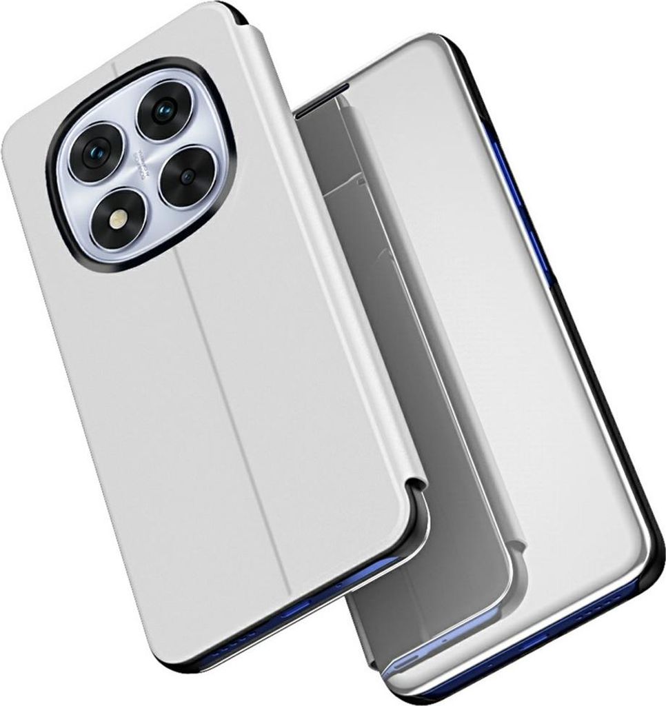 Hülle für Xiaomi Redmi Note 14 Pro 5G / Xiaomi Poco X7 - Phonesta Smart View Mirror Book Klapphülle - Silber