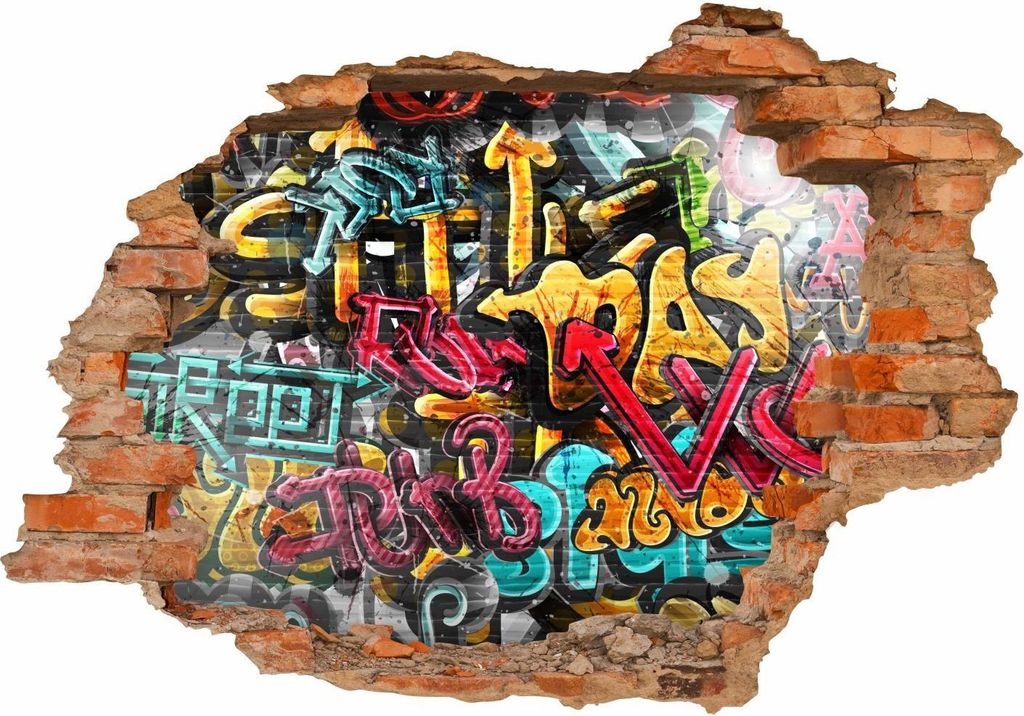 149 Wandtattoo Graffiti bunt - Loch in der Wand - Größe 500 x 350 mm