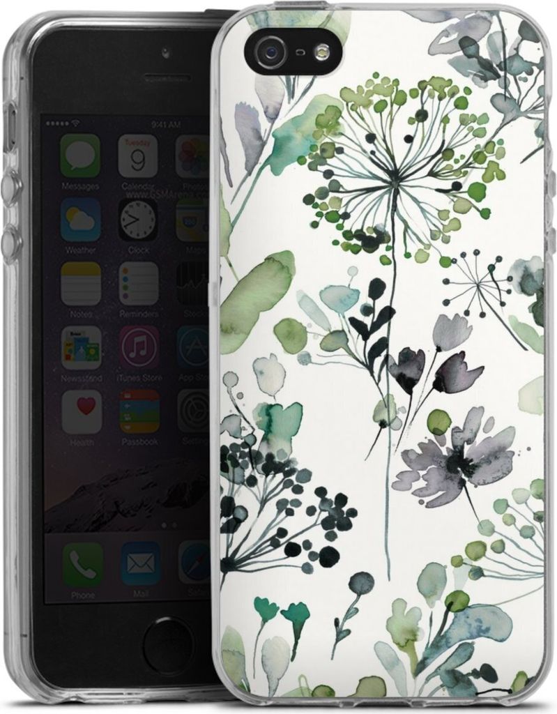 DeinDesign Handyhülle für Apple iPhone 5 Silikon Hülle Case Smartphone Schutzhülle Blumen Wasserfarbe Eukalyptus