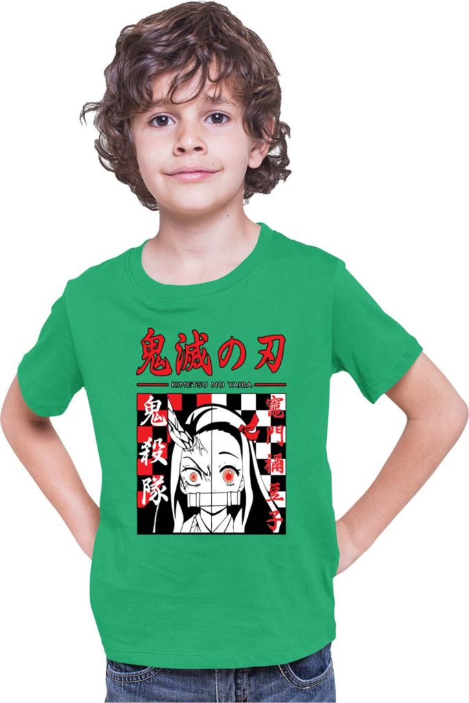 Kinder T-Shirt Demon Anime Slayer Kimetsu No Yaiba Nezuko Kamado 009, 12-13 Jahr - 152 / Grün