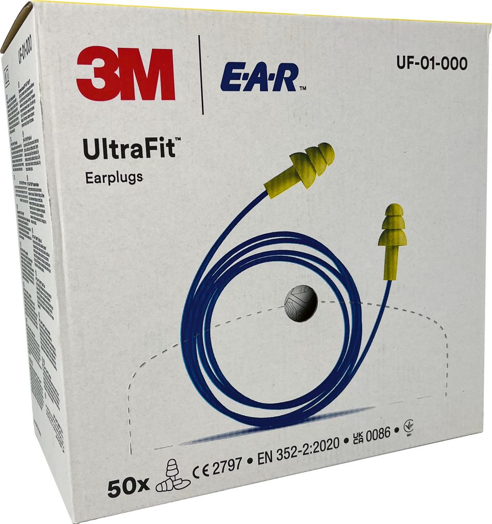 3M Gehörschutzstöpsel Ultrafit mit Band Kissenpackung EAR Produktbild 