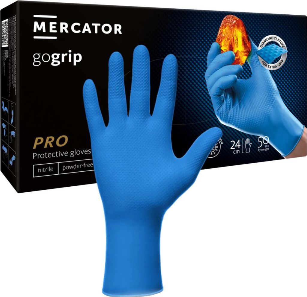MERCATOR GOGRIP BLUE Mocne rękawiczki nitrylowe L Zdjęcie produktu 