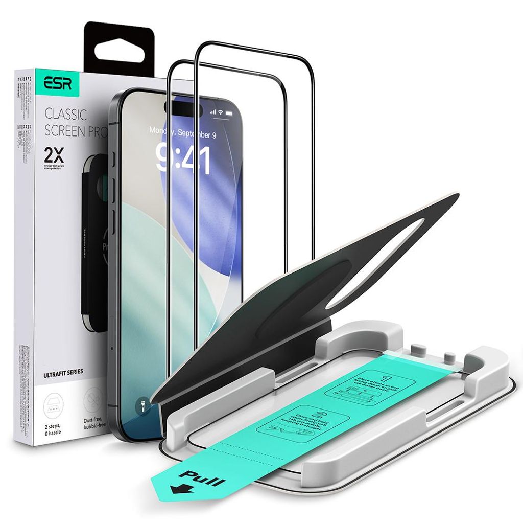 Esr Ultrafit gehärtetes Glas 2er-Pack für Iphone 17 Pro - klar