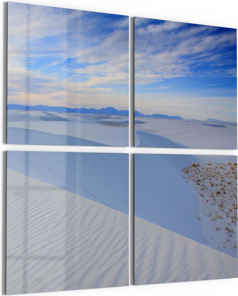 DEQORI Glasbild Echtglas 4x50x50 cm 'Ein Meer weißer Sanddünen' Wandbilder XXL groß