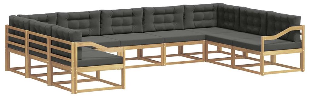 vidaXL Outdoor-Sofagarnitur mit Kissen 9 pcs Weiß und Anthrazit