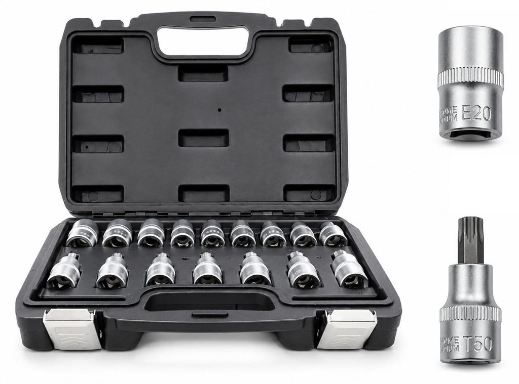 Bituxx Torx-Bit Torx-Stecknuss Satz 16tlg, schwarz, Produktbild 