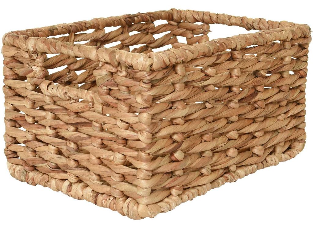 VIVANNO Regalkorb Wasserhyazinthe CESTERO Kasten, Natur geflochten - 34x24x18 cm