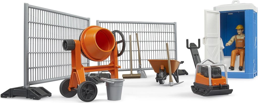 Bruder Set Cantiere Stradale - Recinzioni, Segnali E Piloni - Scala 1:16 - Giocattolo Per Bambini 3+ Anni