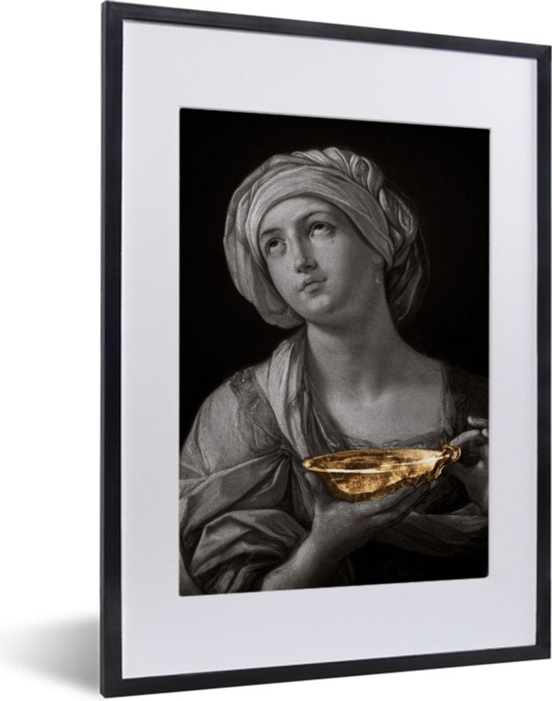 MuchoWow MuchoWow Gerahmtes Poster Bildnis einer Frau - Guido Reni - Gold 30x40 cm - Poster mit zchwarzem Bilderrahmen - Wandposter Schlafzimmer