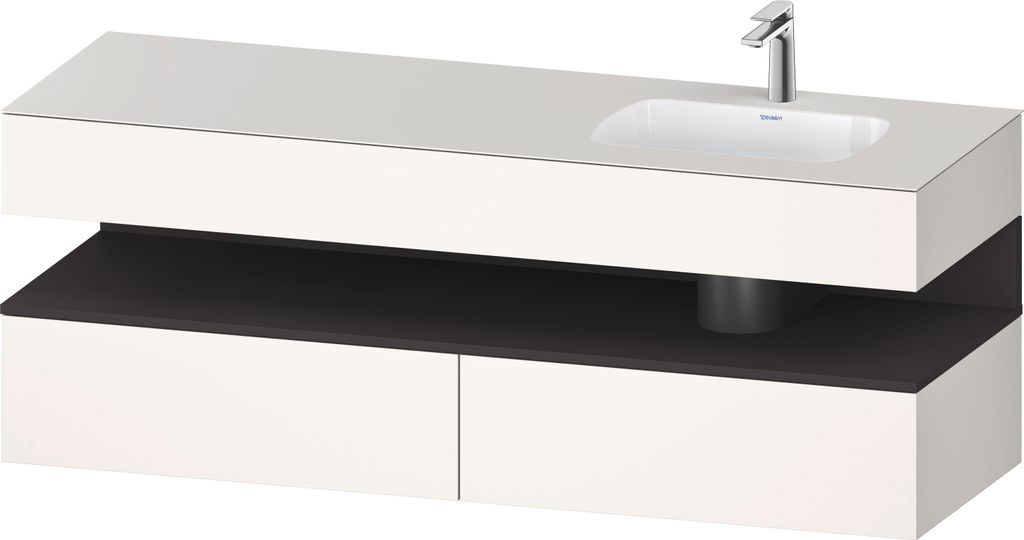 Duravit Qatego Einbauwaschtisch mit Konsolenwaschtischunterbau, 1600x550x600mm, Nische Graphit Supermatt, Becken rechts, QA4796080840010
