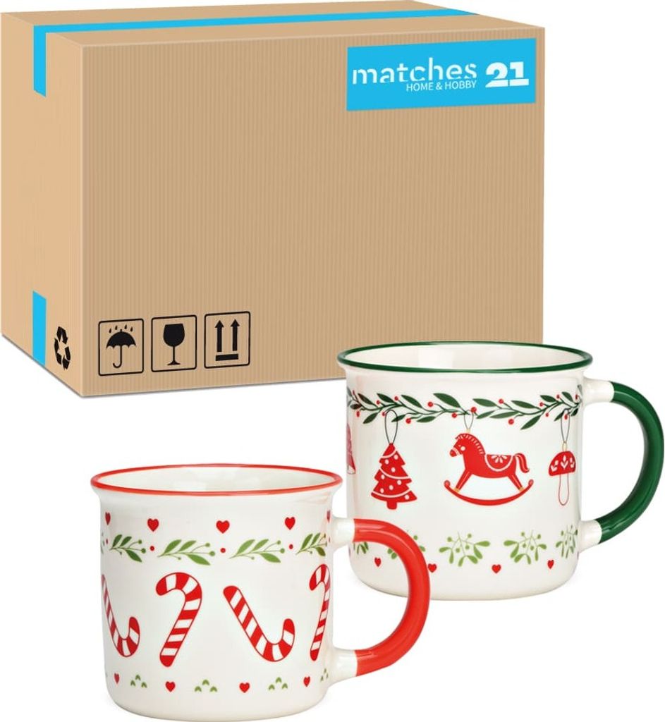 Email-Optik Weihnachts-Tassen 36er Set rot grün Ø 9 cm, 350 ml