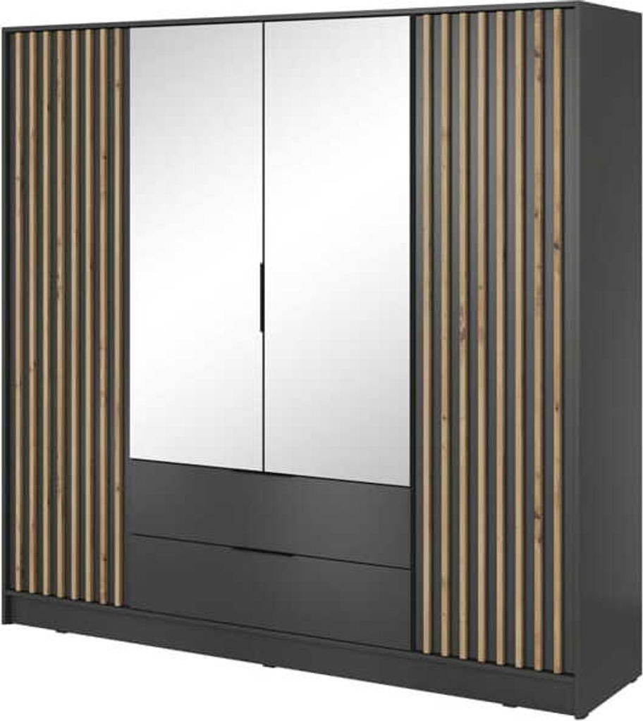 Kleiderschrank Spiegel Nelly 4D 206cm graphit