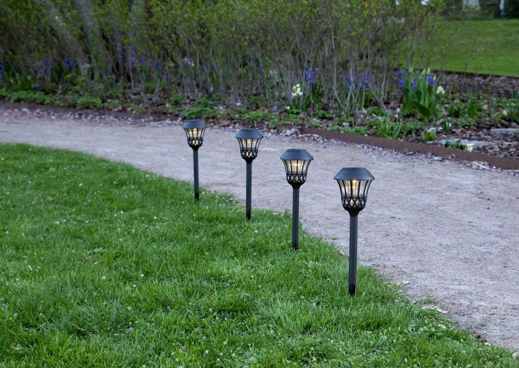 LED-Solar-Wegelicht 'Lace', 4er Set, schwarz