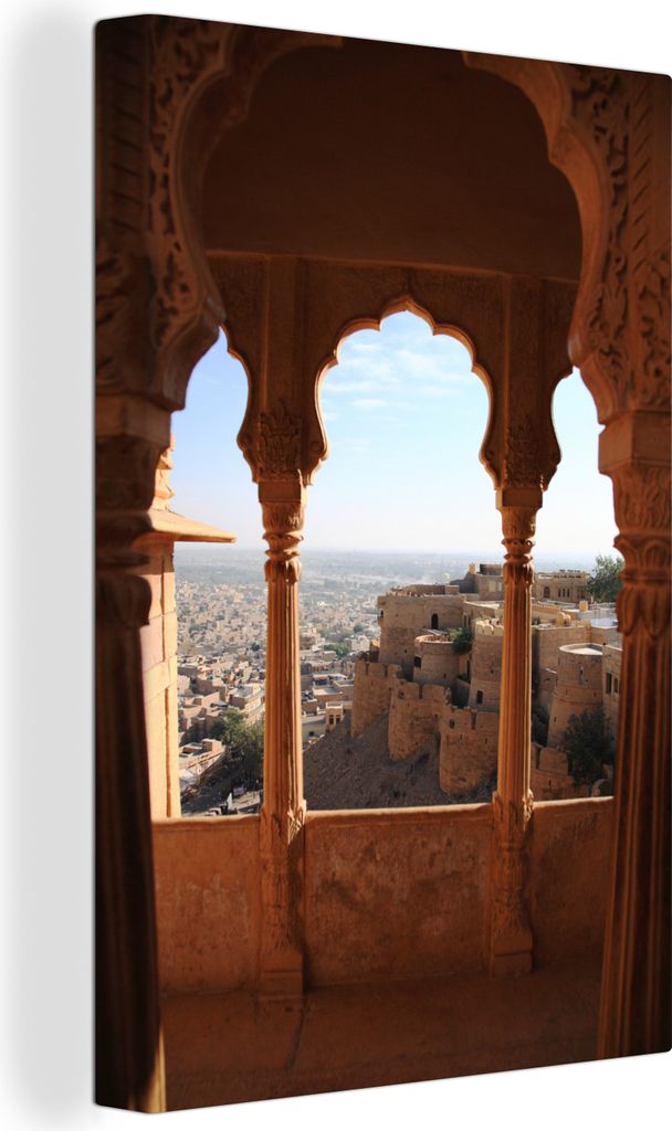 OneMillionCanvasses - Leinwandbilder - 90x140 cm, Foto von einem Fort in Jaisalmer, Wandbilder Kunstdruck Wanddekoration - Foto auf Leinwand - Ge...