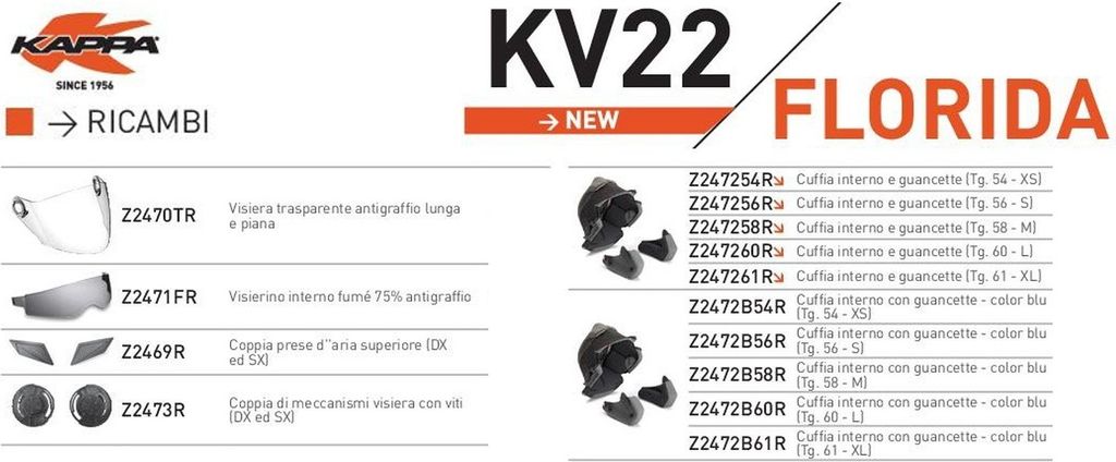 Interner Sonnenblende für den Kappa KV22 Helm