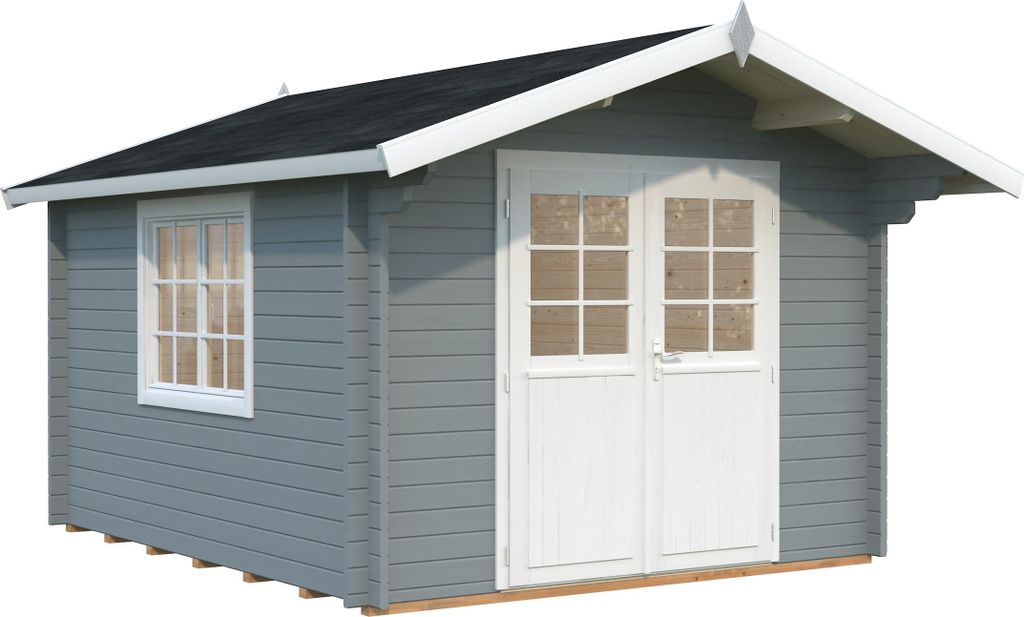 Gartenhaus Palmako Sally 10,2 m² inkl. Fußboden 362 x 440 cm hellgrau-weiß