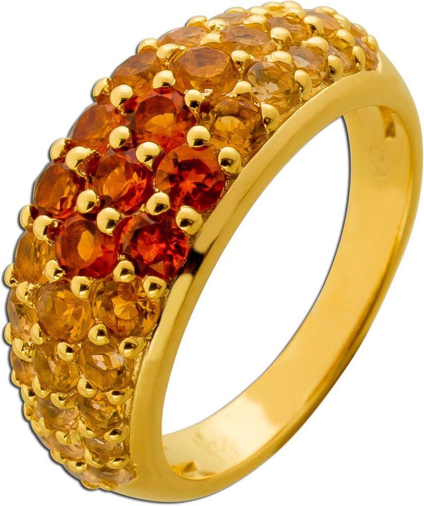 Citrin Ring Silber 925 vergoldet Natur Citrin Edelsteine 3.1ct 19