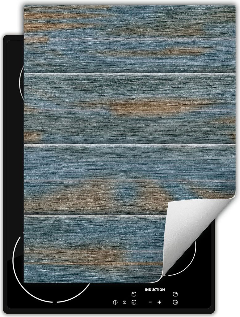 DarHaus Herdabdeckplatte Einteilig Küche Abdeckplatte für Glaskeramikkochfeld Abdeckung Induktionskochfeld Aufrollbare Matte 40x52 cm, blau - Holz