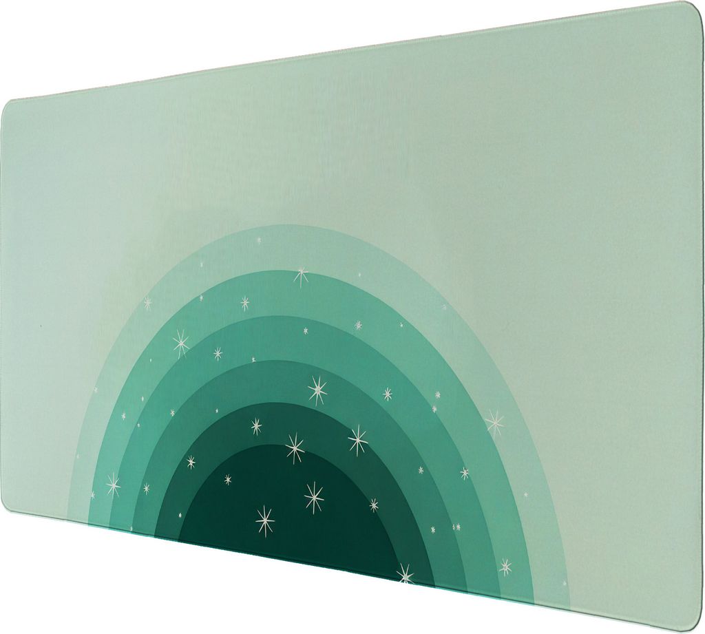 Mintgrüne Schreibtischunterlage 89x40cm XXL Mauspad mit Sternen - Stilvolle und