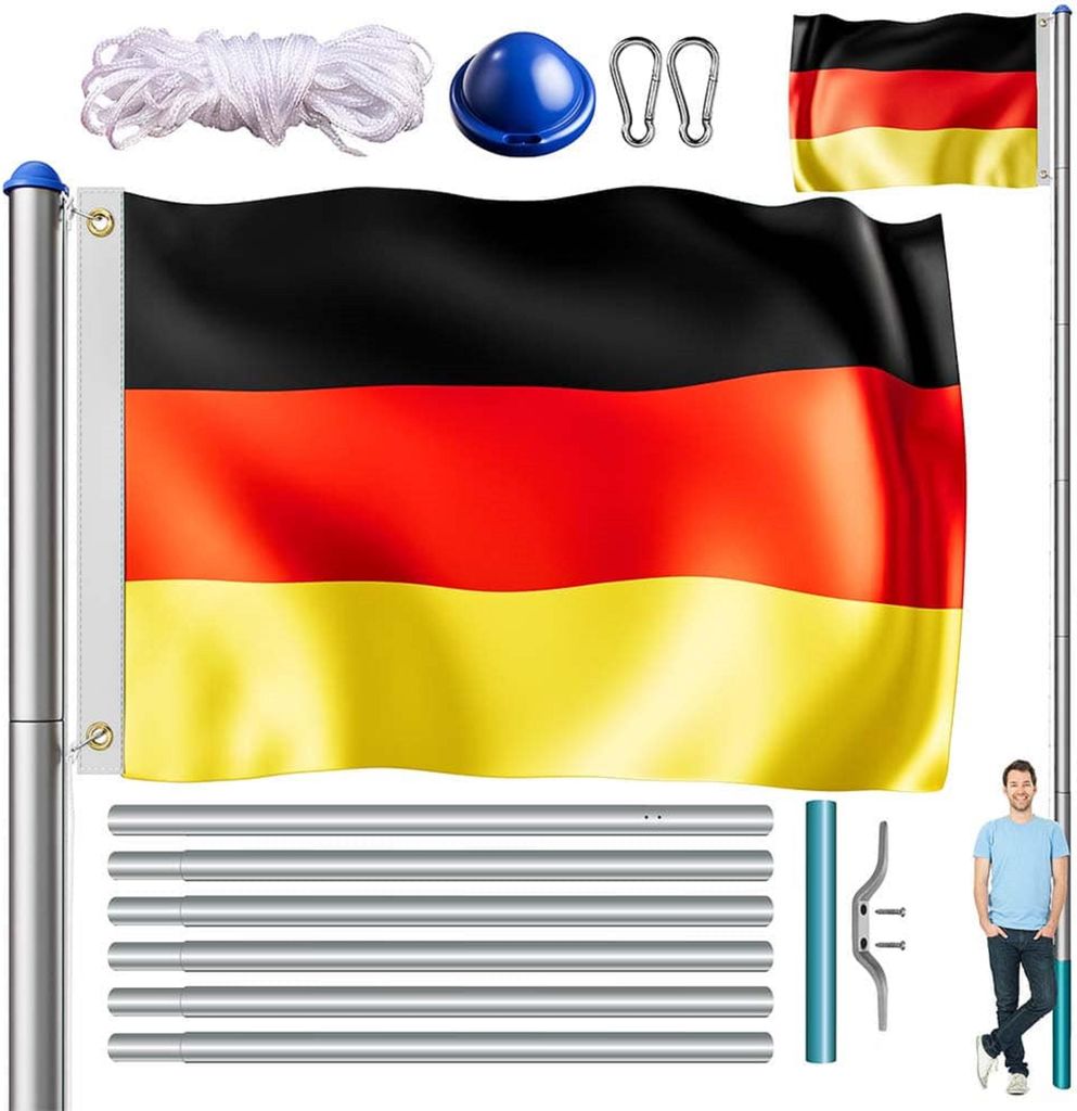 MONZANA® Mât de drapeau télescopique aluminium 6,5m Image du produit 