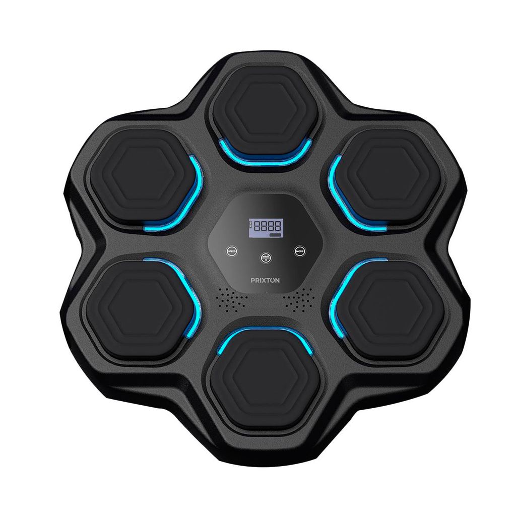 PRIXTON Combat BM100 Boxmaschine Bluetooth mit Boxhandschuchen, 9 Schwierigkeitsstufen, Elektronisch Geführte Lichter, Soundeffekte, Touchscreen