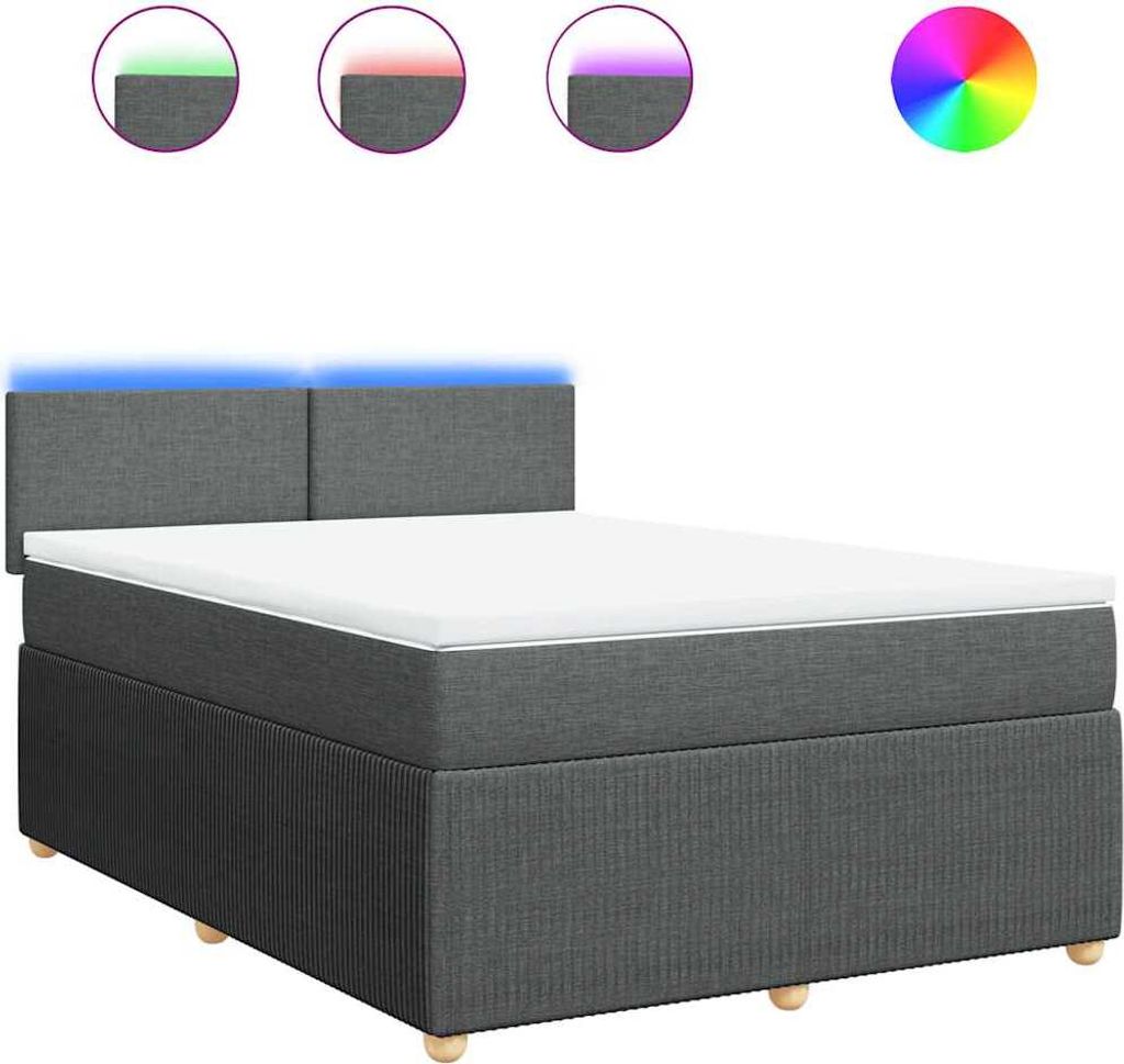 vidaXL Boxspringbett mit Matratze Dunkelgrau 160x200 cm Stoff