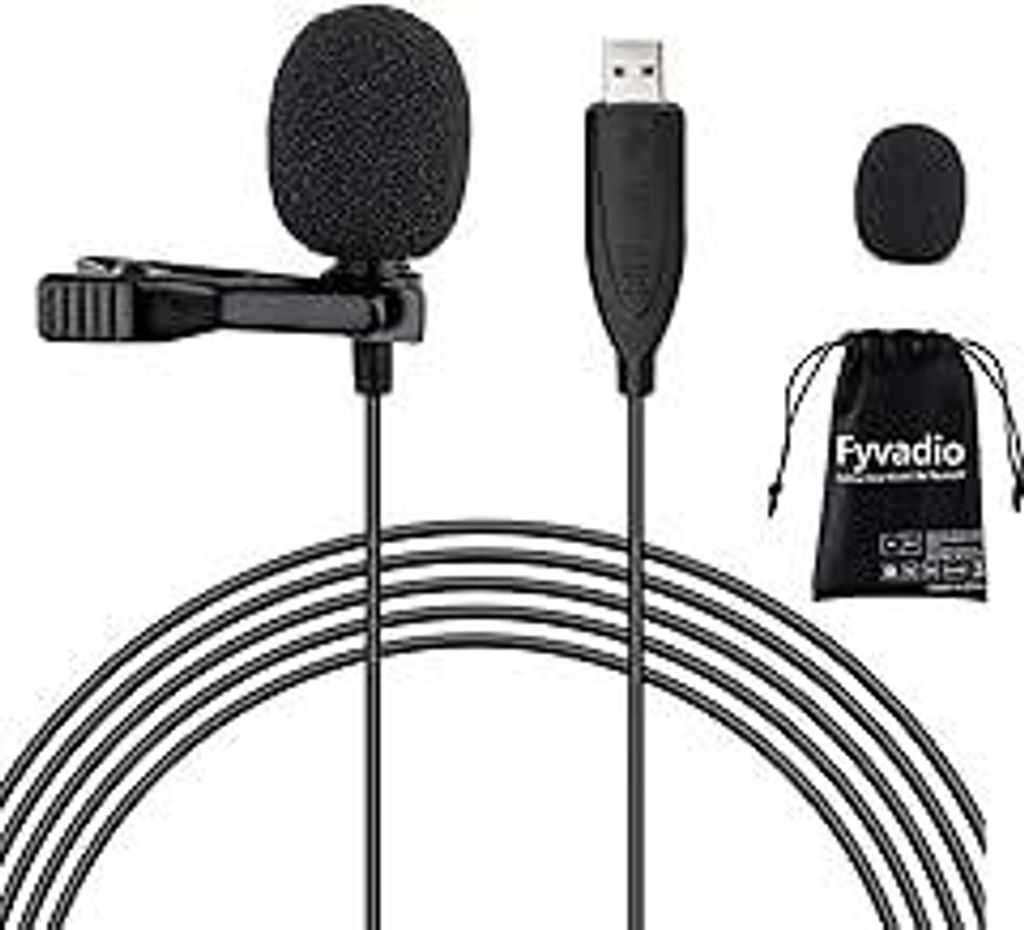 USB Mikrofon Lavalier, 6.6ft Mikrofon PC Omnidirektionaler Kondensator Lavalier Clip on Mic für Computer, Mac, Laptop, YouTube, Skype, Aufnahme, I...