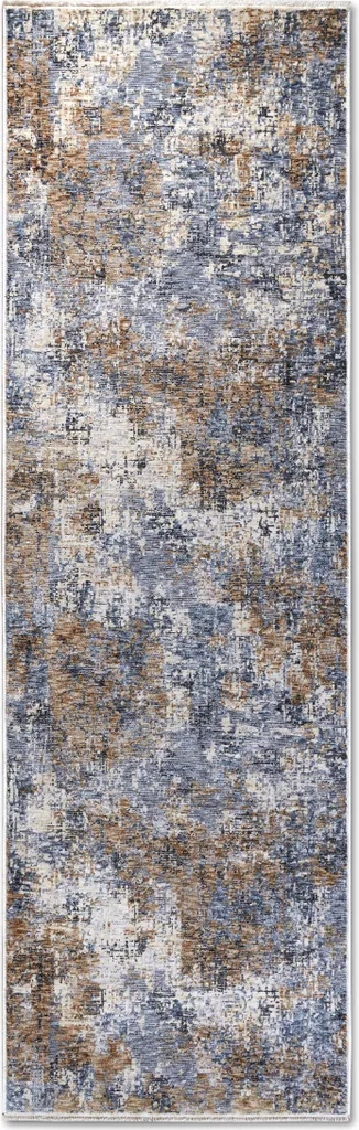 Tapis de salon bleu et crème Villeroy & Boch 1871 Joseph poils courts