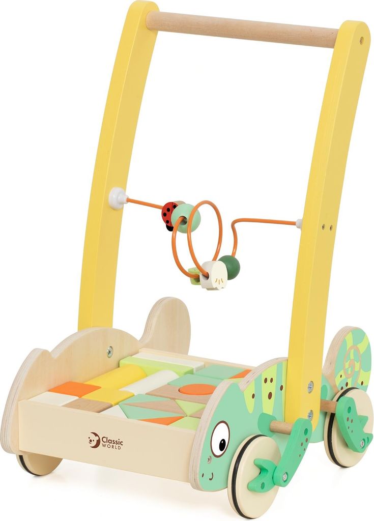 Classic World - Lauflernwagen mit Bausteinen - 33,9x30x45,9cm - +12 M.