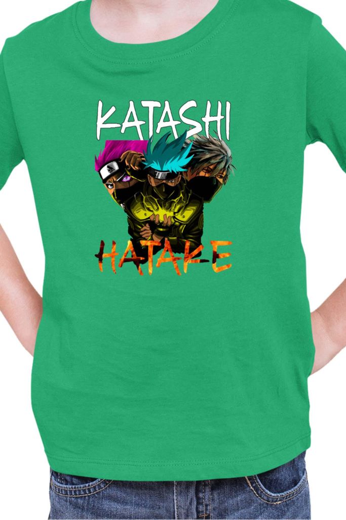 Kinder T-Shirt Naruto Kakashi Hatake 09, 9-11 Jahr - 140 / Grün