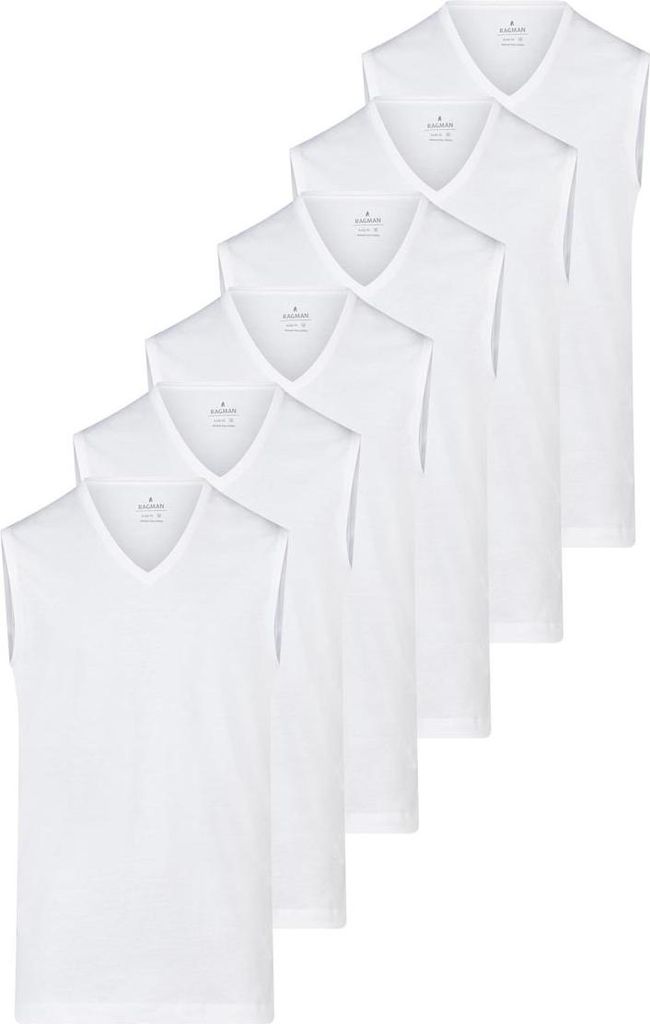 RAGMAN 6er Pack Basic Unterhemd / Tanktop Enganliegende Passform, Verstärkte Nacken- und Schulternaht, Vielseitig kombinierbar
