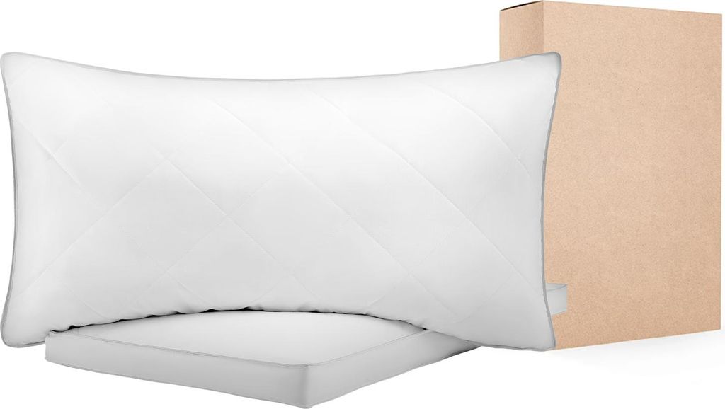 SucceBuy Kopfkissen im 2er-Set, Queen-Size, Schlafkissen mit hochwertiger Daunen-Alternative-Füllung, stützend und weich, geeignet für Rücken-,...