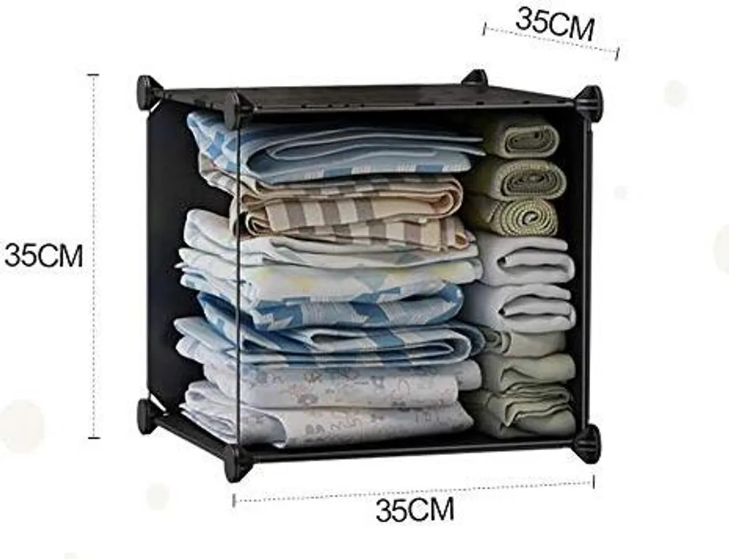 Clanmacy 20 cubi armadio fai da te sistema di scaffalatura armadio guardaroba armadi aperti in plastica con ante armadio nero 180 * 142 * 37CM - 4
