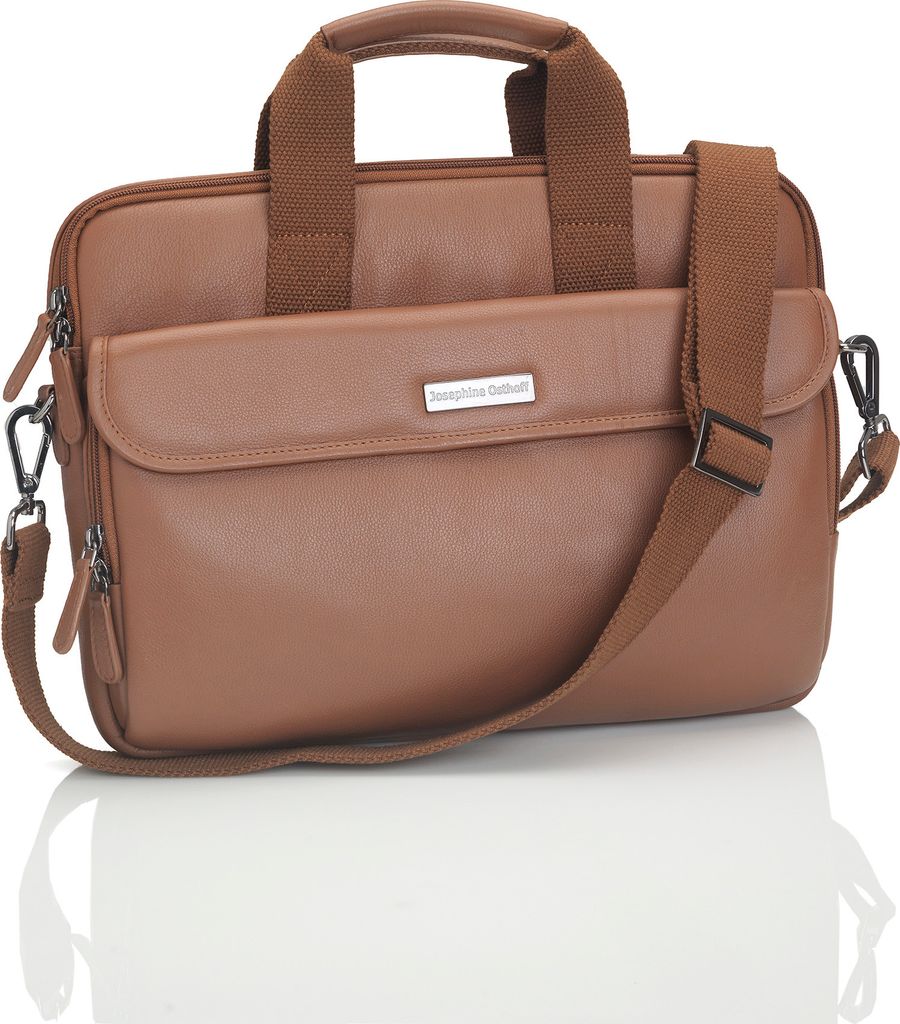 Josephine Osthoff Laptoptasche Notebooktasche, handgemacht aus 100% Echtleder, Umhängetasche für bis zu 14 Zoll, Aktentasche Notebook, Crossbody ...