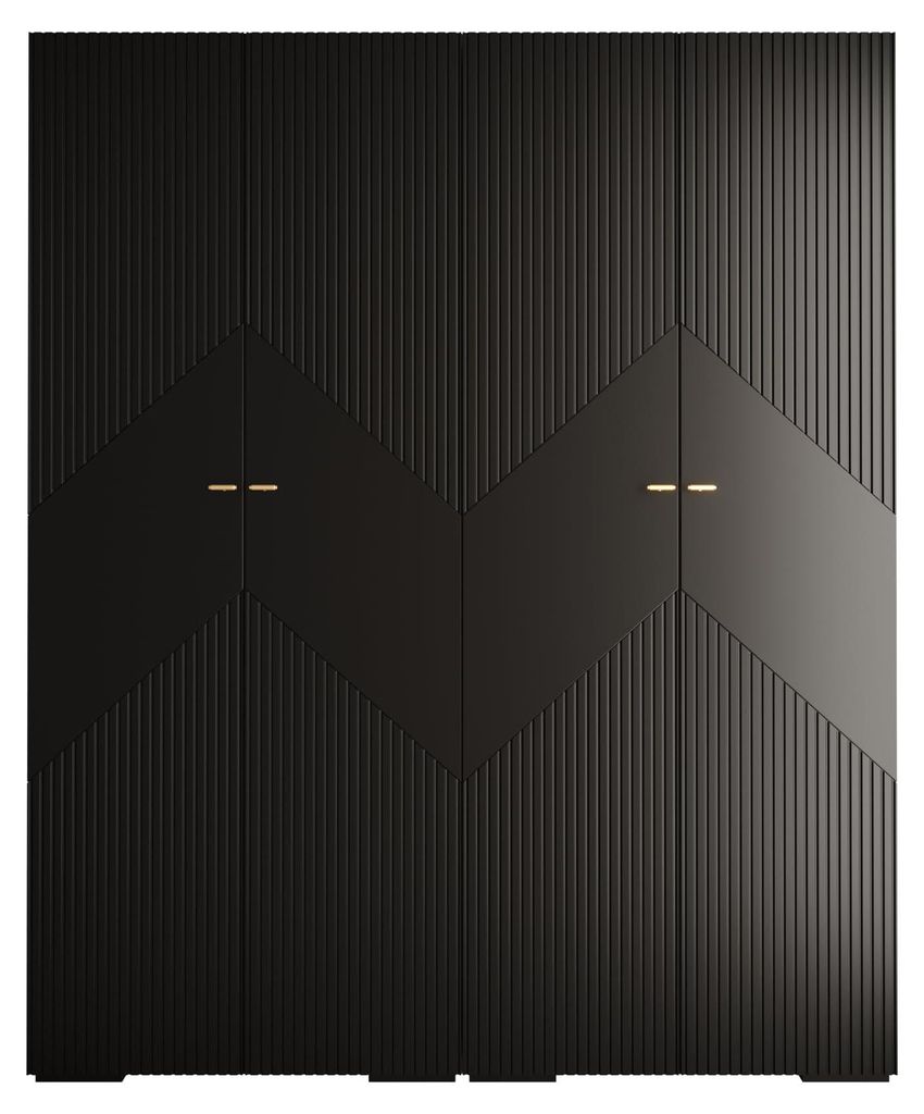 Kryspol - Kleiderschrank Schwarz, 4 Tür, 2 Modul 200x236,7x47cm, Manhattan Ryfel 2